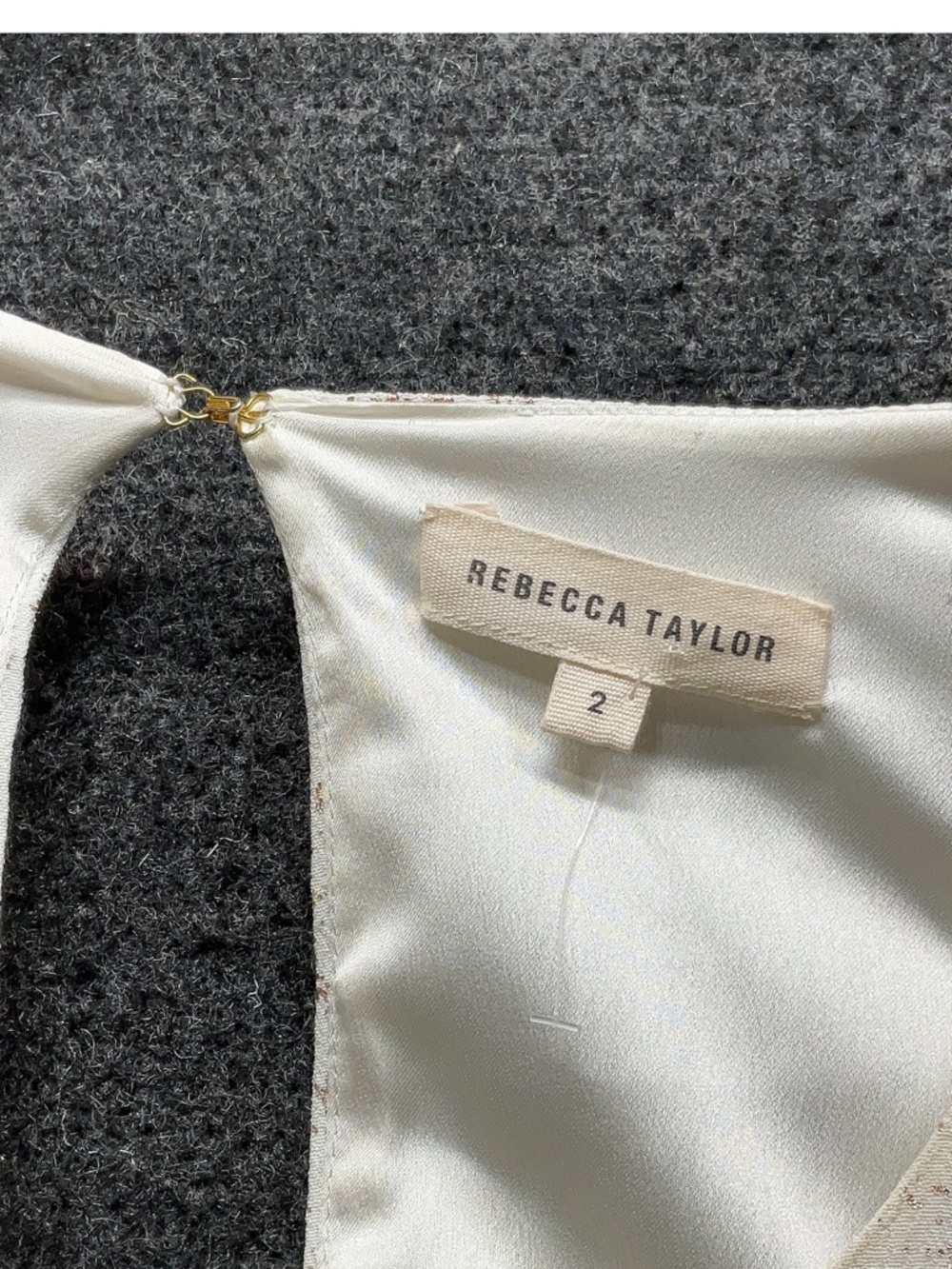 Rebecca Taylor Silk Ivory Sleeve Shift Women’s Dress Size  2 - Picture 5 of 6